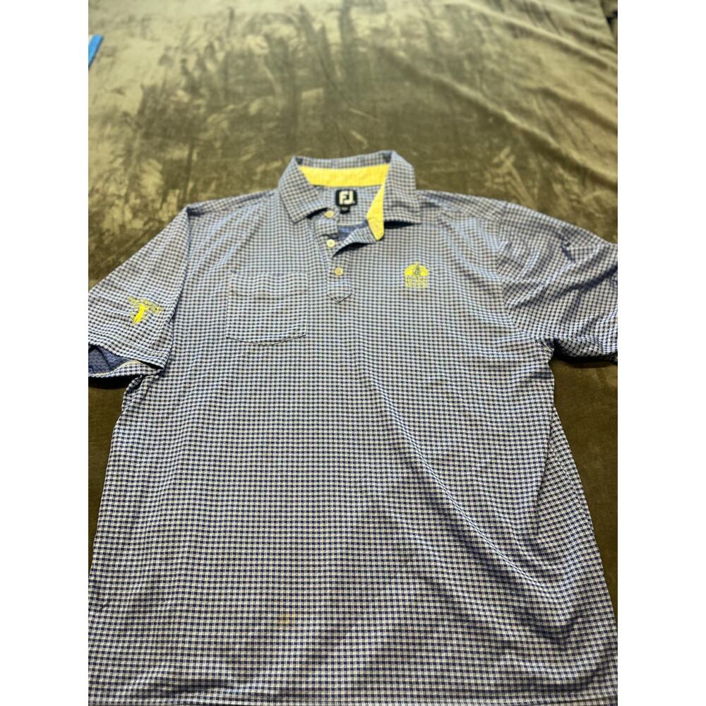 FJ Blue / White Check‎ Short Sleeve Polo Shirt Size XL Ross Bridge